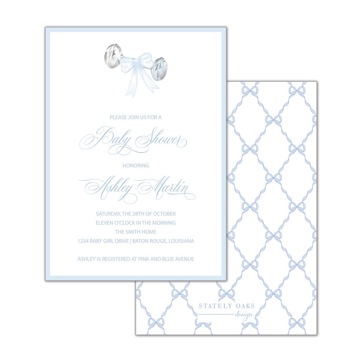 Rattler and Blue Bow Invitation