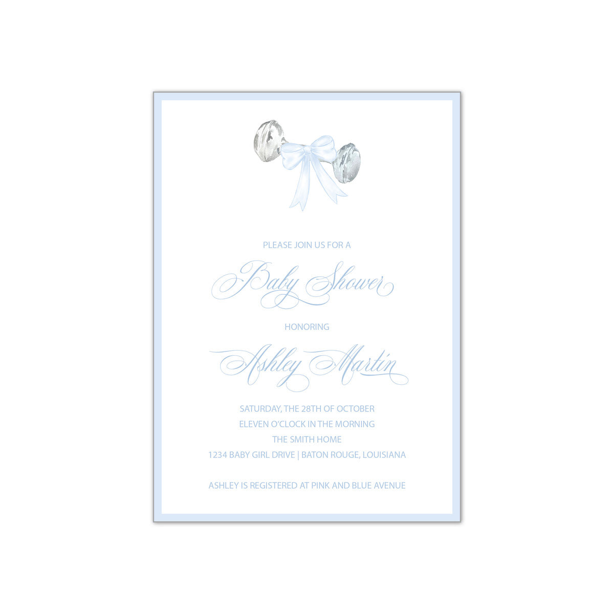 Rattler and Blue Bow Invitation