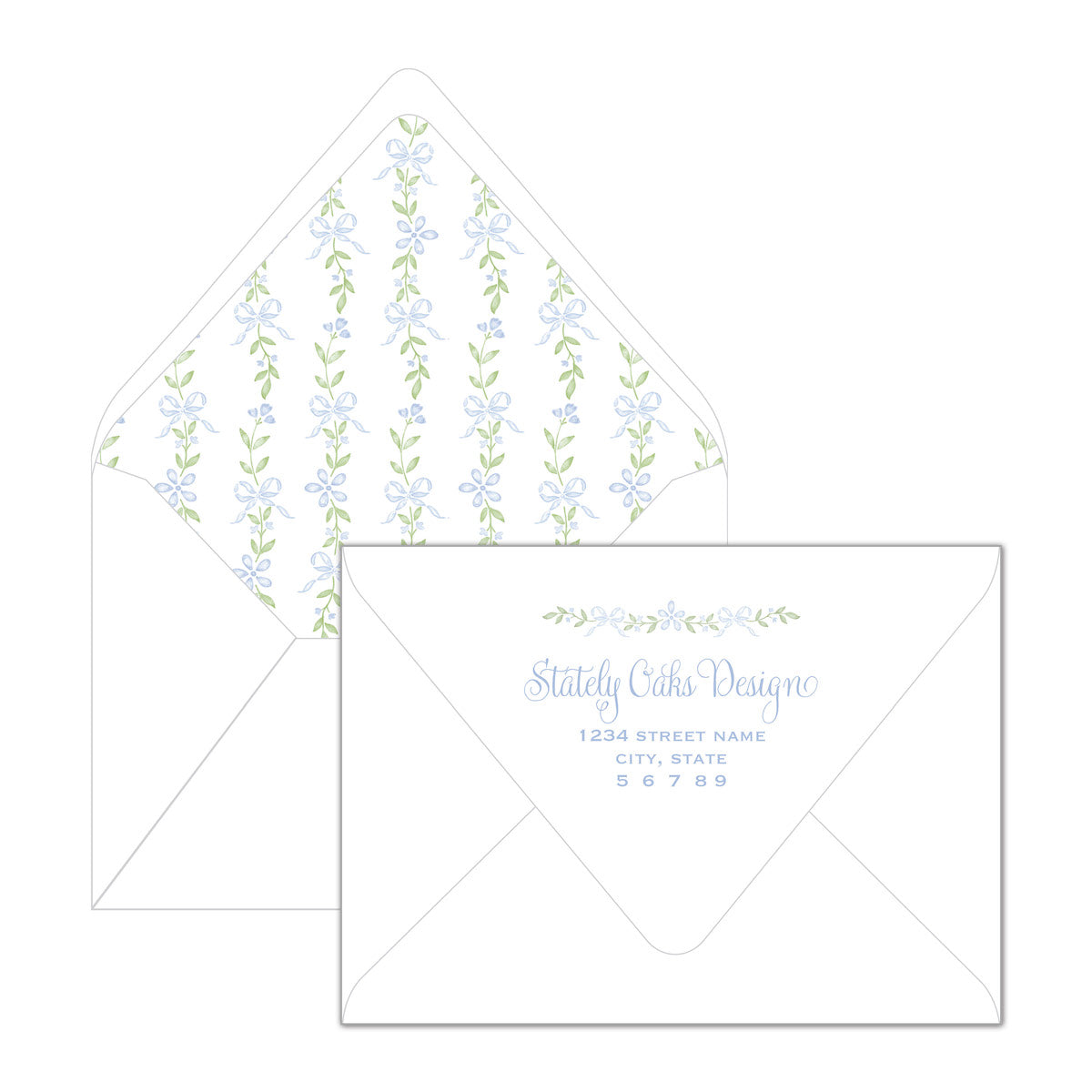 Blue Bow Daisy Chain Invitation