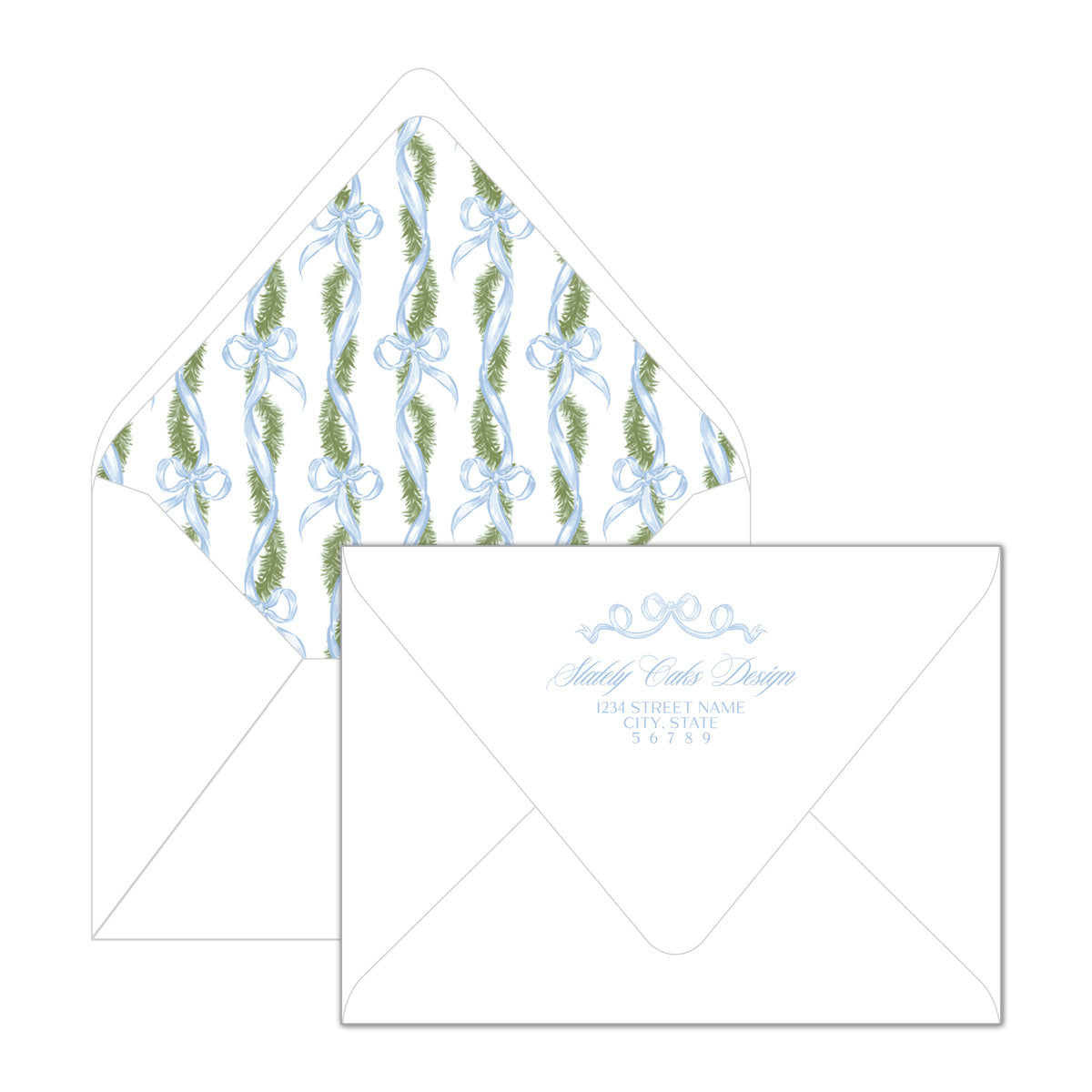 Blue Bow Garland Invitation