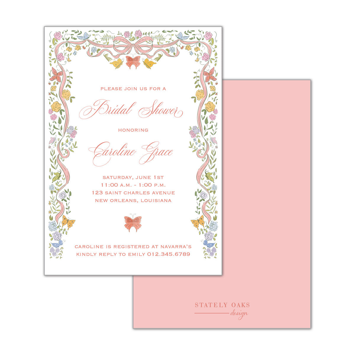 Bow and Butterflies Invitation