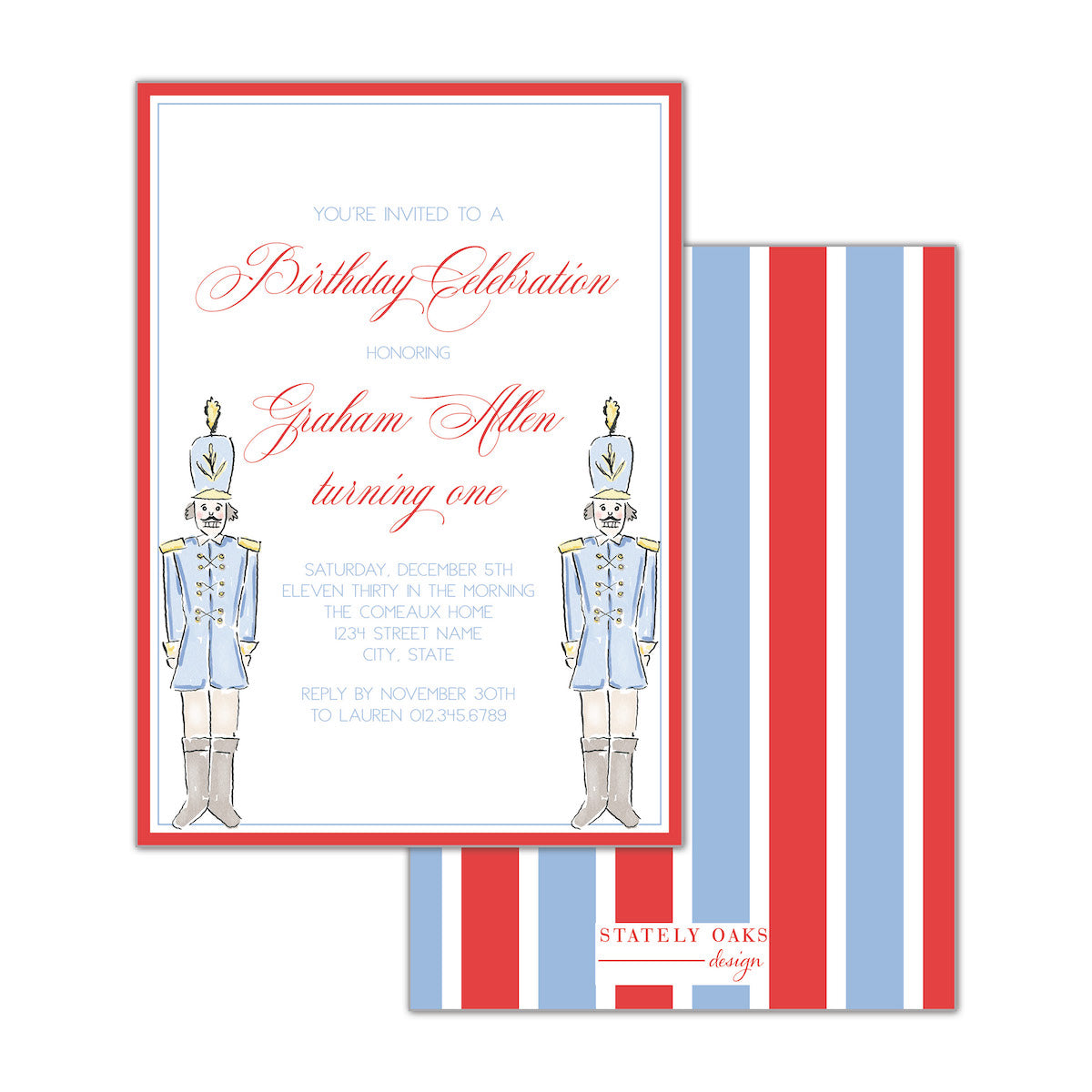 Blue and Red Solider Invitation