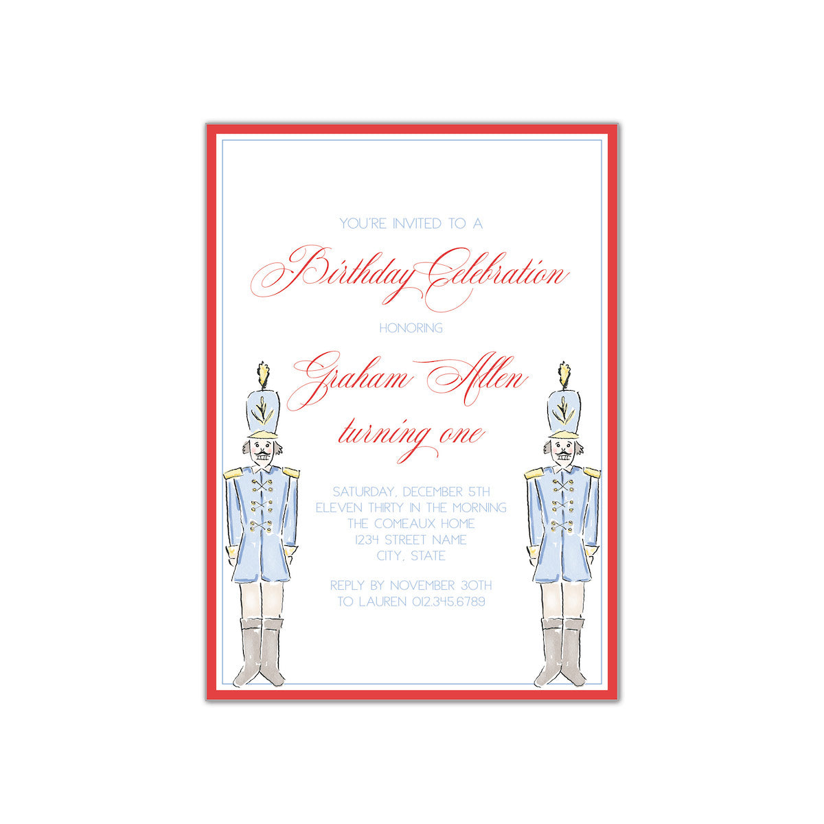 Blue and Red Solider Invitation