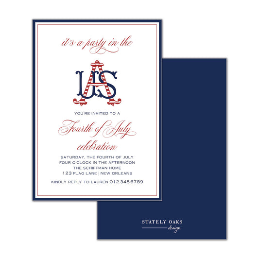 USA Monogram Invitation