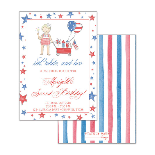 Red, White, Two Invitation