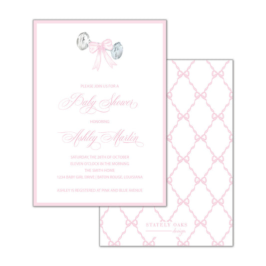 Rattler and Pink Bow Invitation