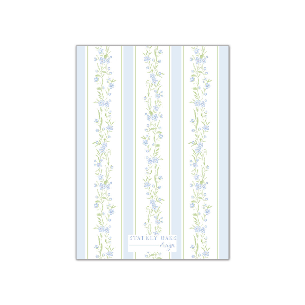 Blue and Green Floral Vine Border Invitation