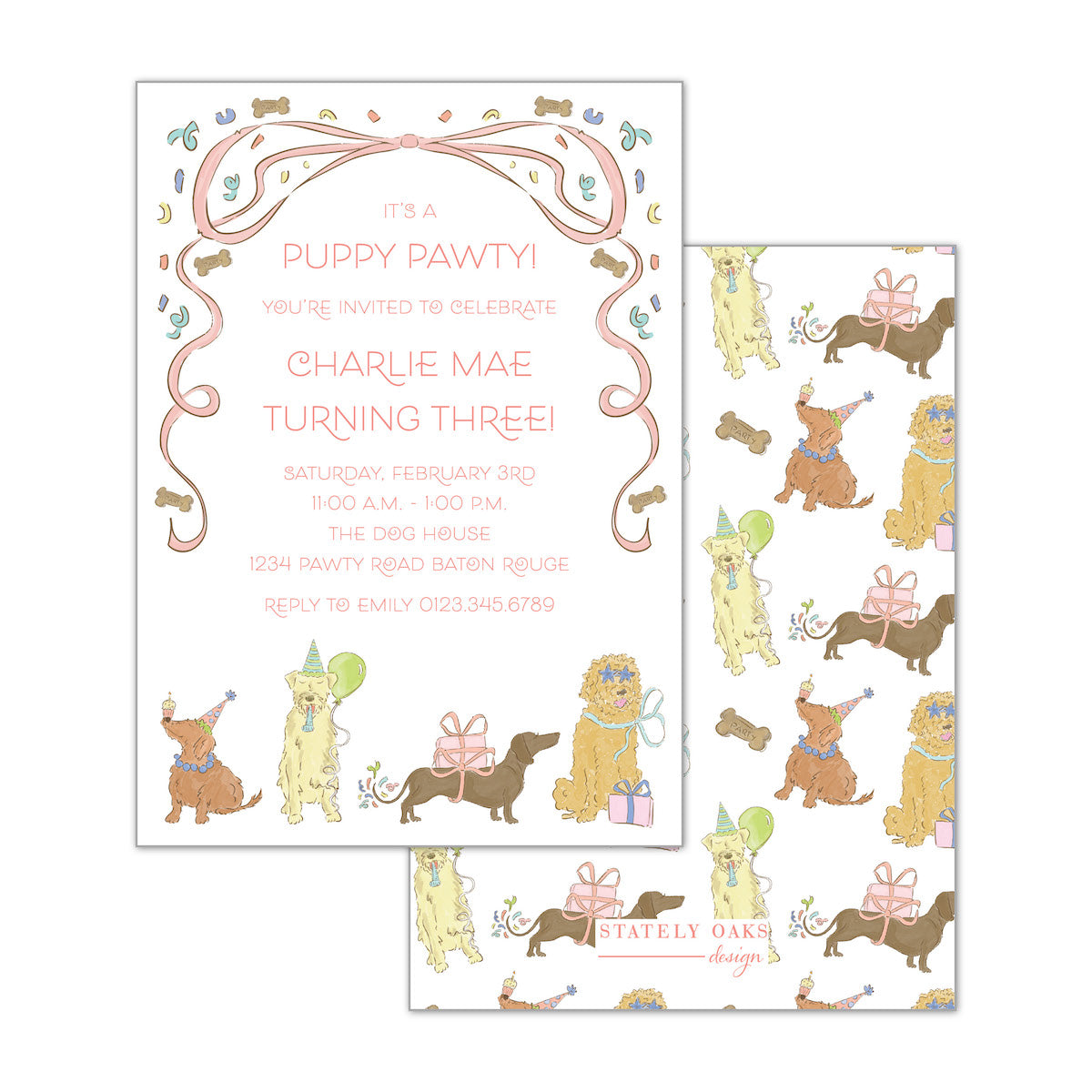 Party Pups Pink Invitation