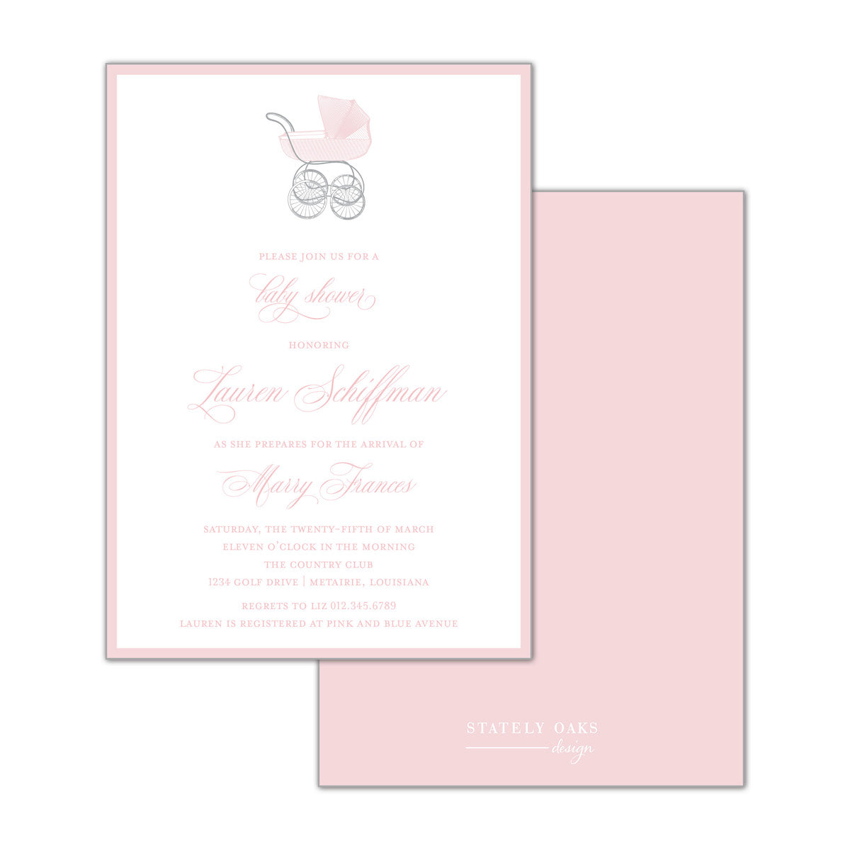 Pink Carriage Invitation