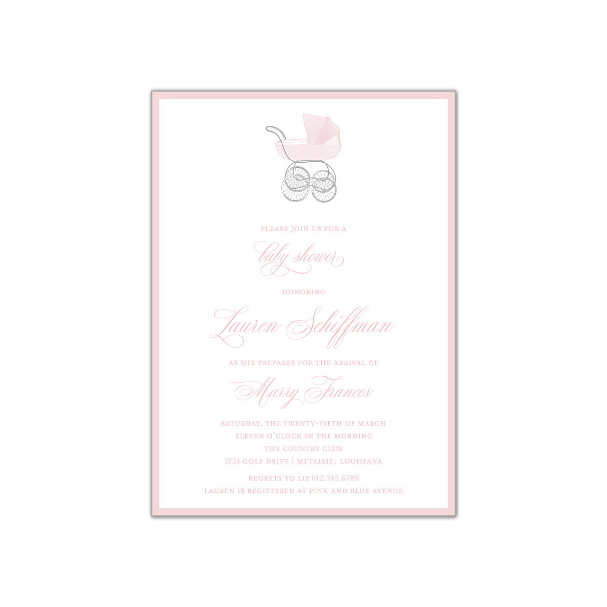 Pink Carriage Invitation