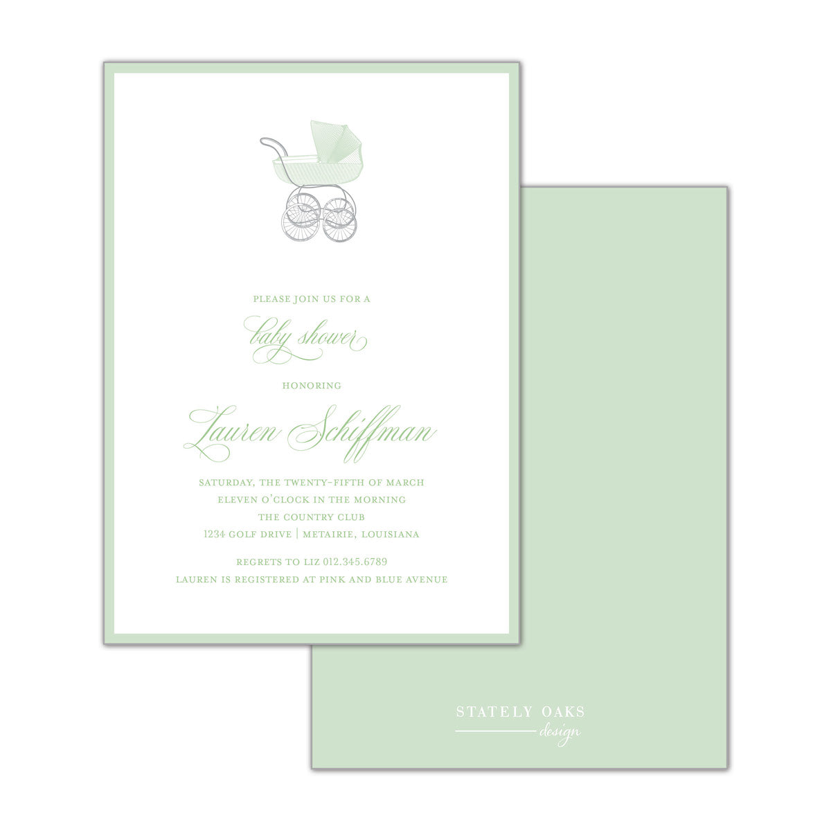 Green Carriage Invitation