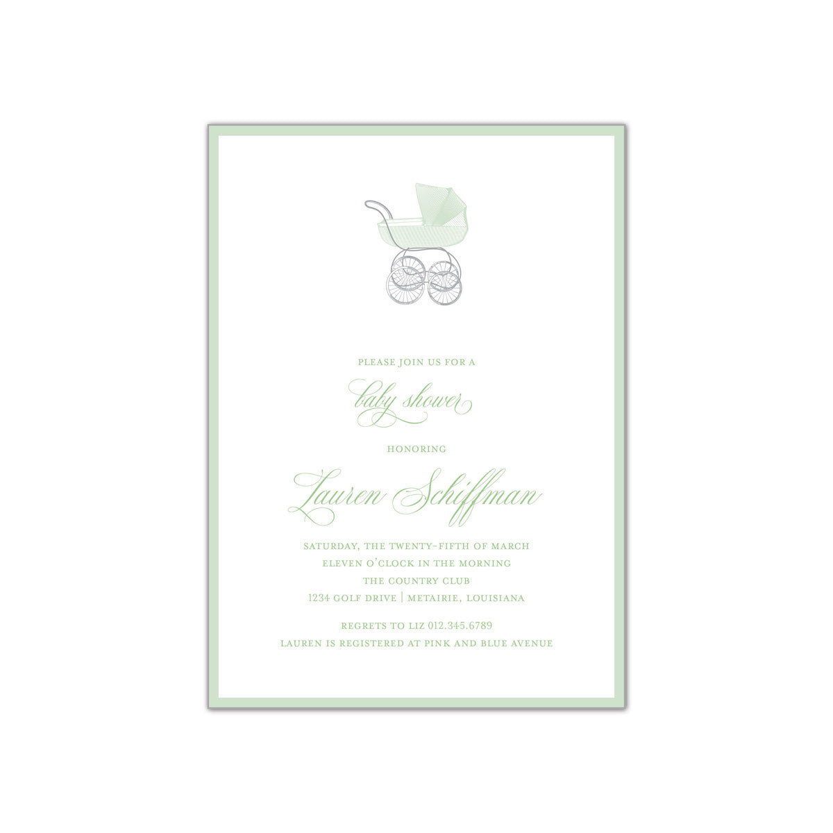 Green Carriage Invitation