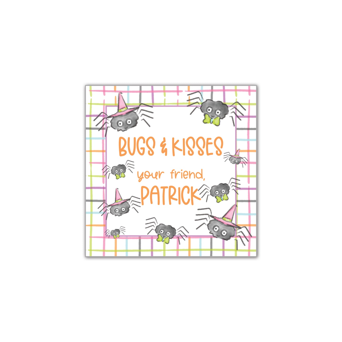 Bugs and Kisses - plaid Gift Tag