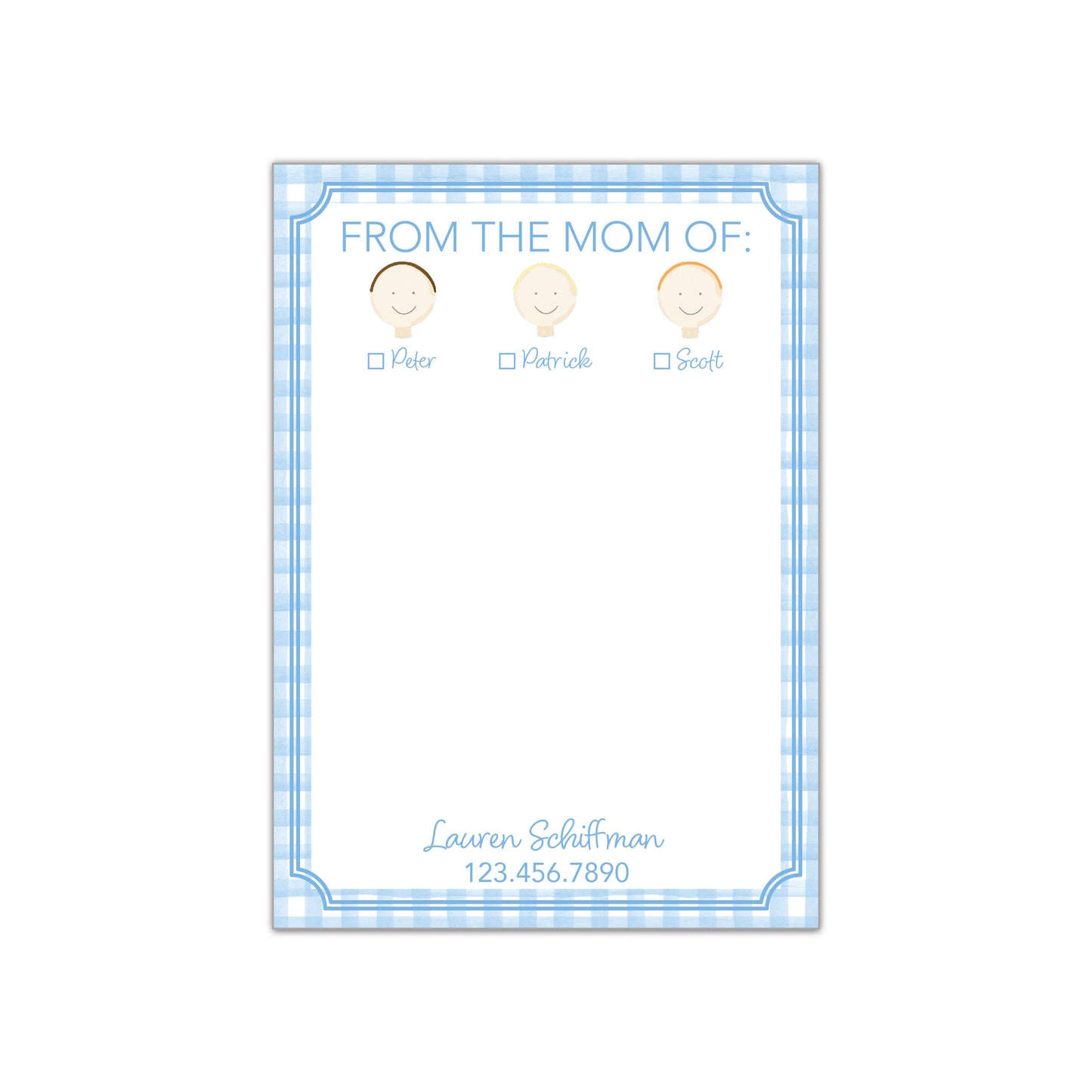 Blue Gingham Notepad