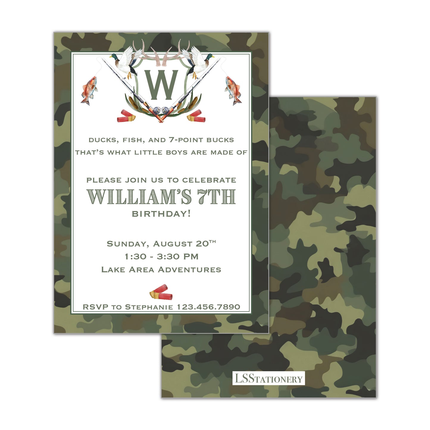 Hunting with Camouflage Back Invitation