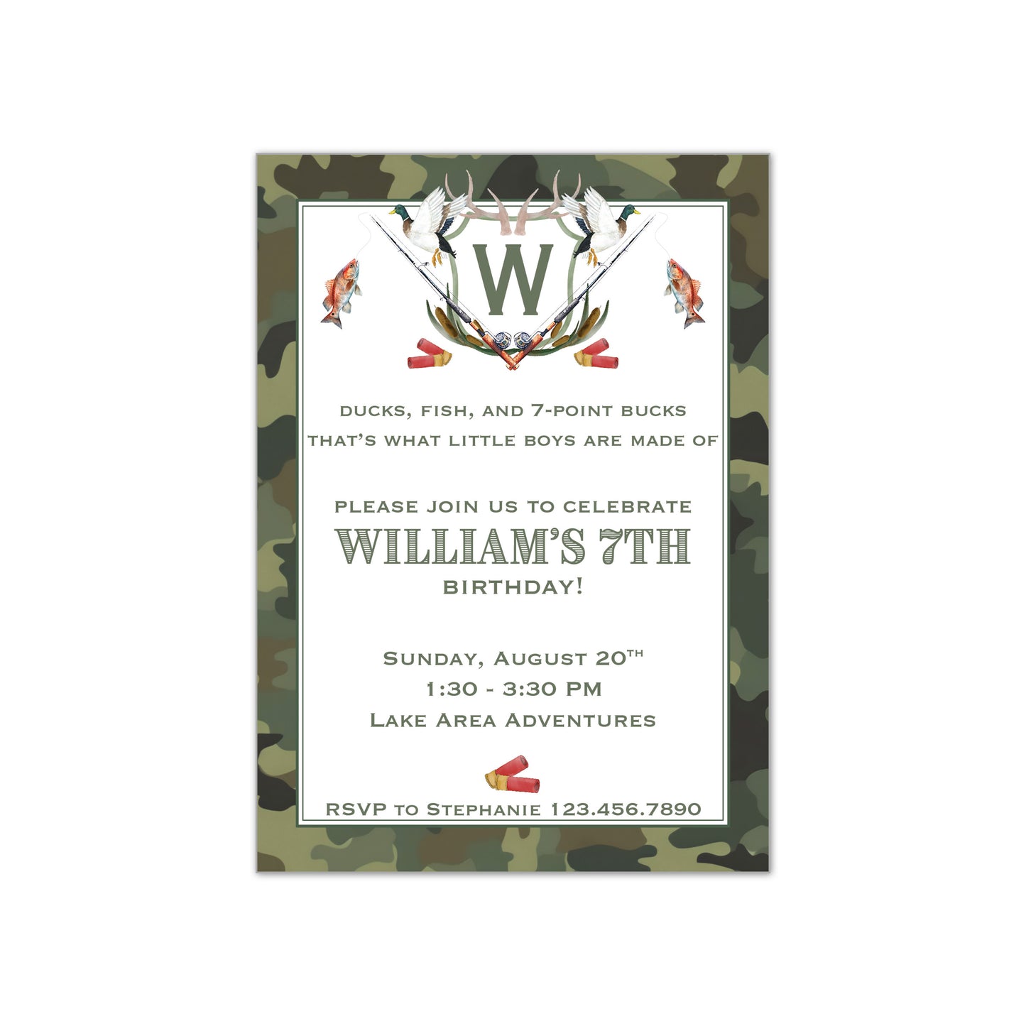 Hunting with Camouflage Back Invitation