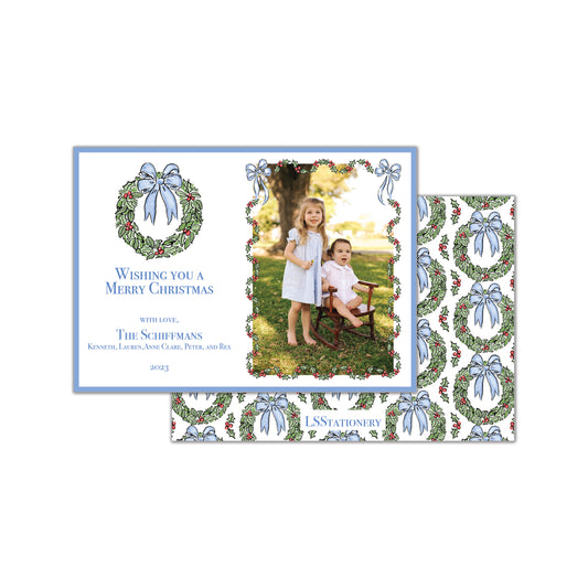 Blue Ribbon Holly Wreath Wreath Back Landscape