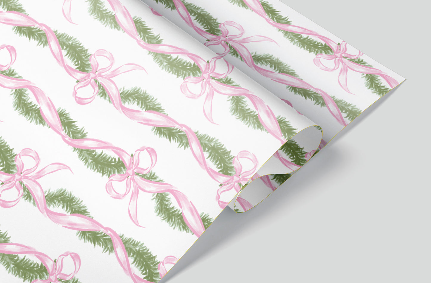 Pink Bow Garland Wrapping Paper Pre-Order