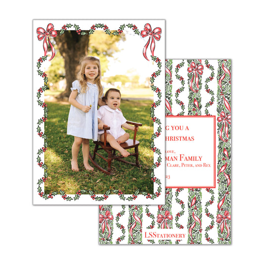 Red Ribbon Holly Frame